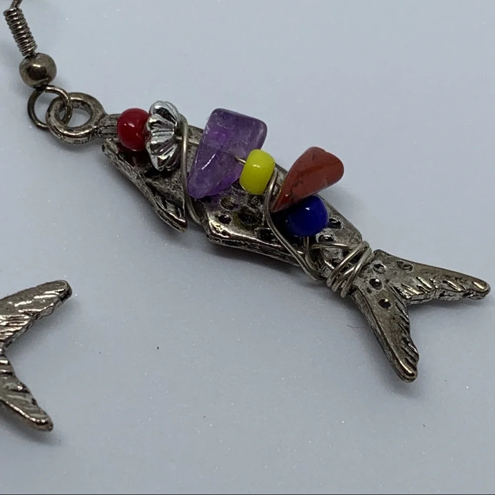 Vintage dangling fish earrings